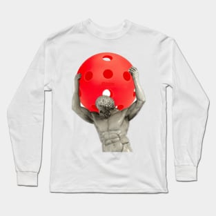 Pickleball Atlas holding a pickleball Long Sleeve T-Shirt